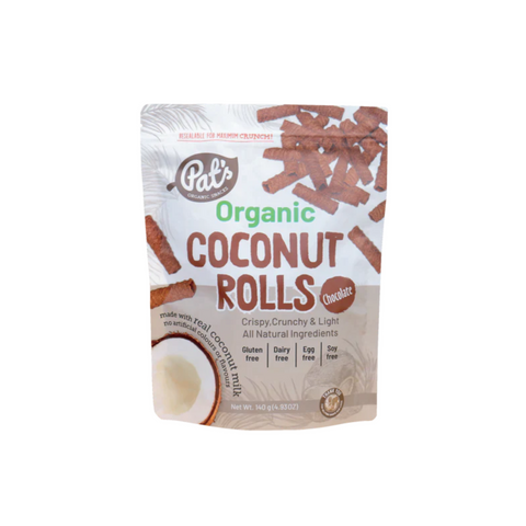 Pats Organic Coconut Rolls Chocolate 140g