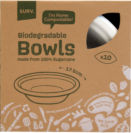 X Surv Bio Bowls Sugarcane 17.5cm 10Pk