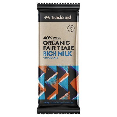 Trade Aid Org 40% Choc Rich Milk 200g