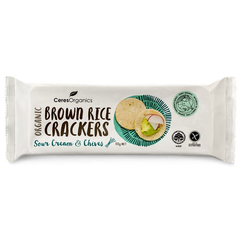 Ceres Organics Rice Crackers Sour Cream 115g