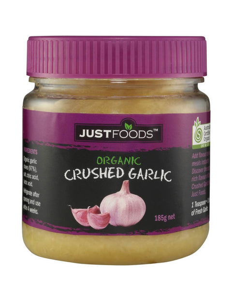 Just Foods Organic Crushed Garlic 185g