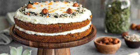 Super seeded carrot cake with whipped cream frosting