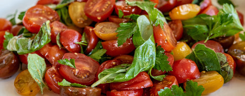 Marinated cherry tomatoes with balsamic and Italian herbs