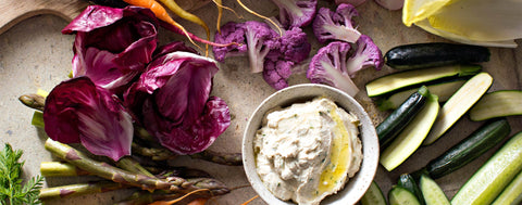 Crudités with cashew dill cheese dip