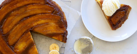 Caramelized banana and ginger upside-down cake