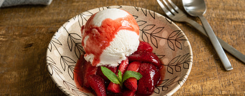 Spiced strawberries and coconut ice cream