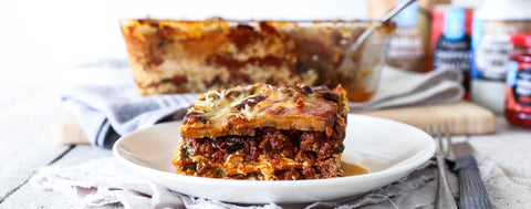 Sweet potato beef lasagne with spinach