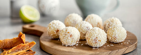 Mango, coconut and lime bliss balls