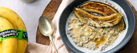 Buckwheat porridge with toasted maple bananas