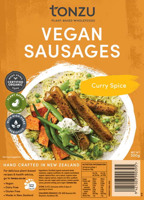 Tonzu Vegan Curry Spice Sausages 300g