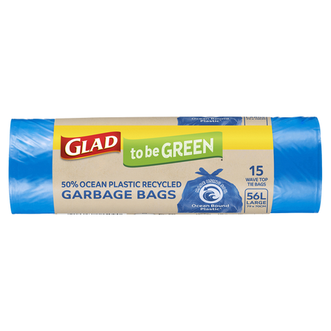 Glad to be Green 50% Ocean Recycled Garbage Bag Large 56L 15pk