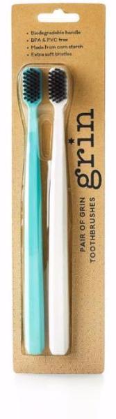 Grin Biodegradable Toothbrush Medium 2pk