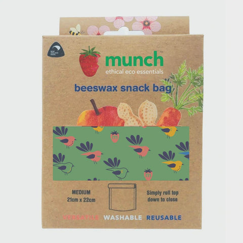 Munch Cupboard Beeswax Snack Bag Assorted Colours