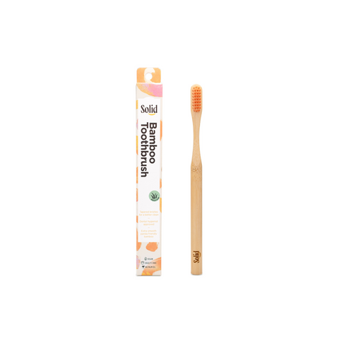 Solid Bamboo Toothbrush Adult Peach, Medium