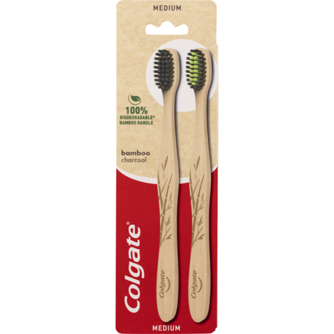 Colgate Toothbrush Bamboo Medium 2pk